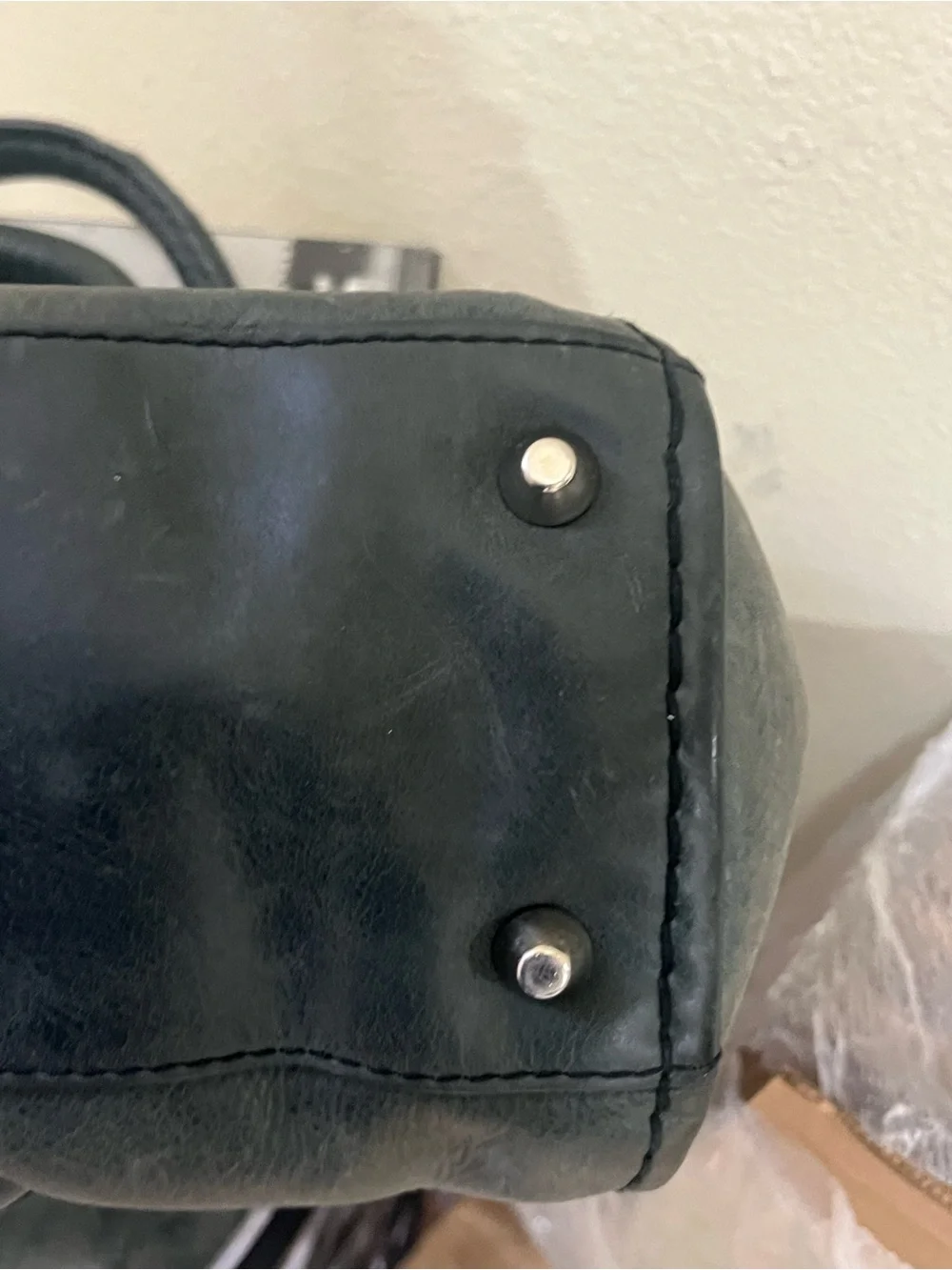 Chloe Large Distressed Black/Gray Leather Satchel